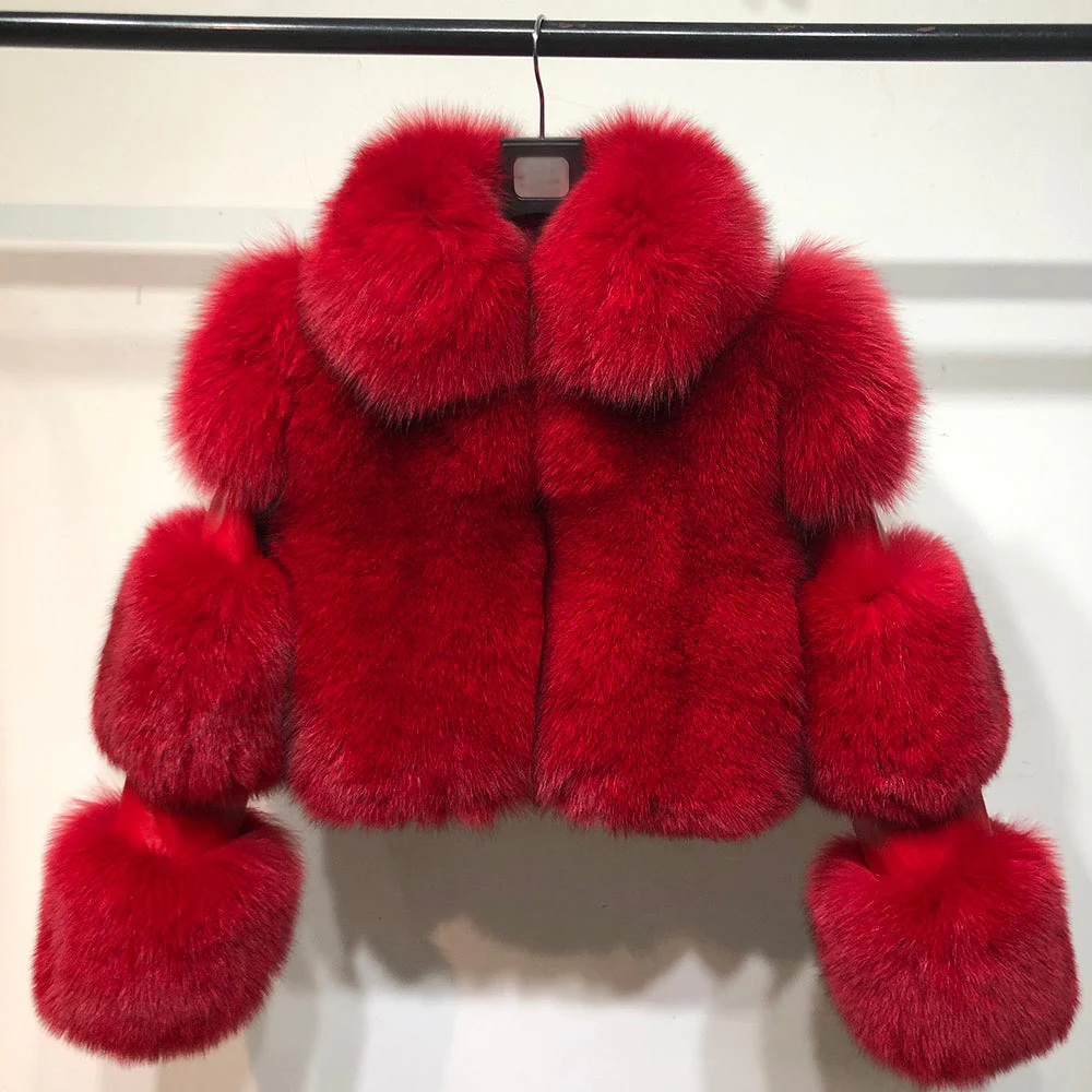 Cropped Collar Coat with Leather Sleeves - Image 5