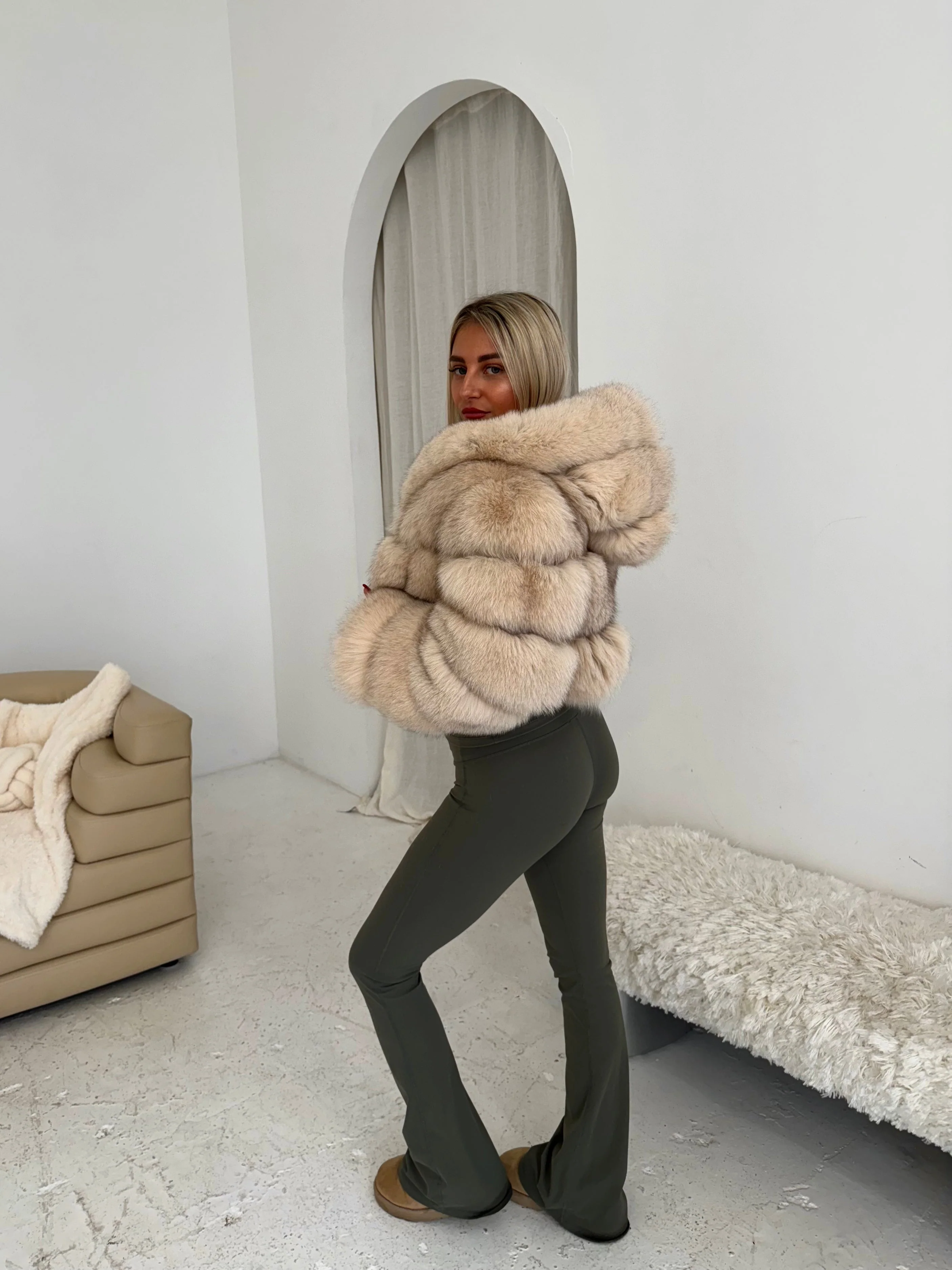 Cropped Mini Hooded Coat - Image 4