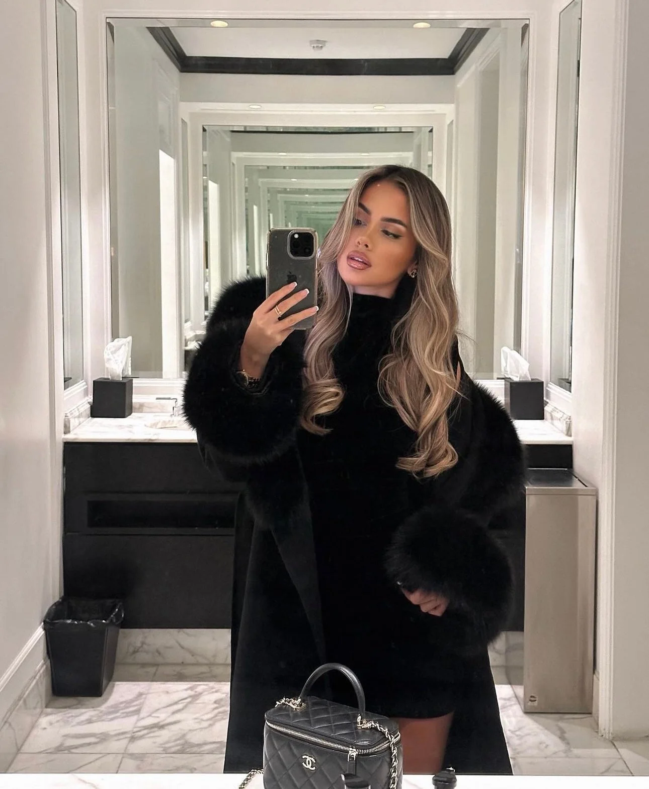 Fur Collar & Cuffs Long Cashmere Coat - Image 6