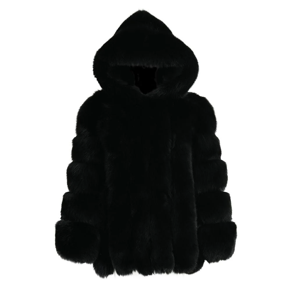 Hooded Straight Rows Long Coat - Image 4