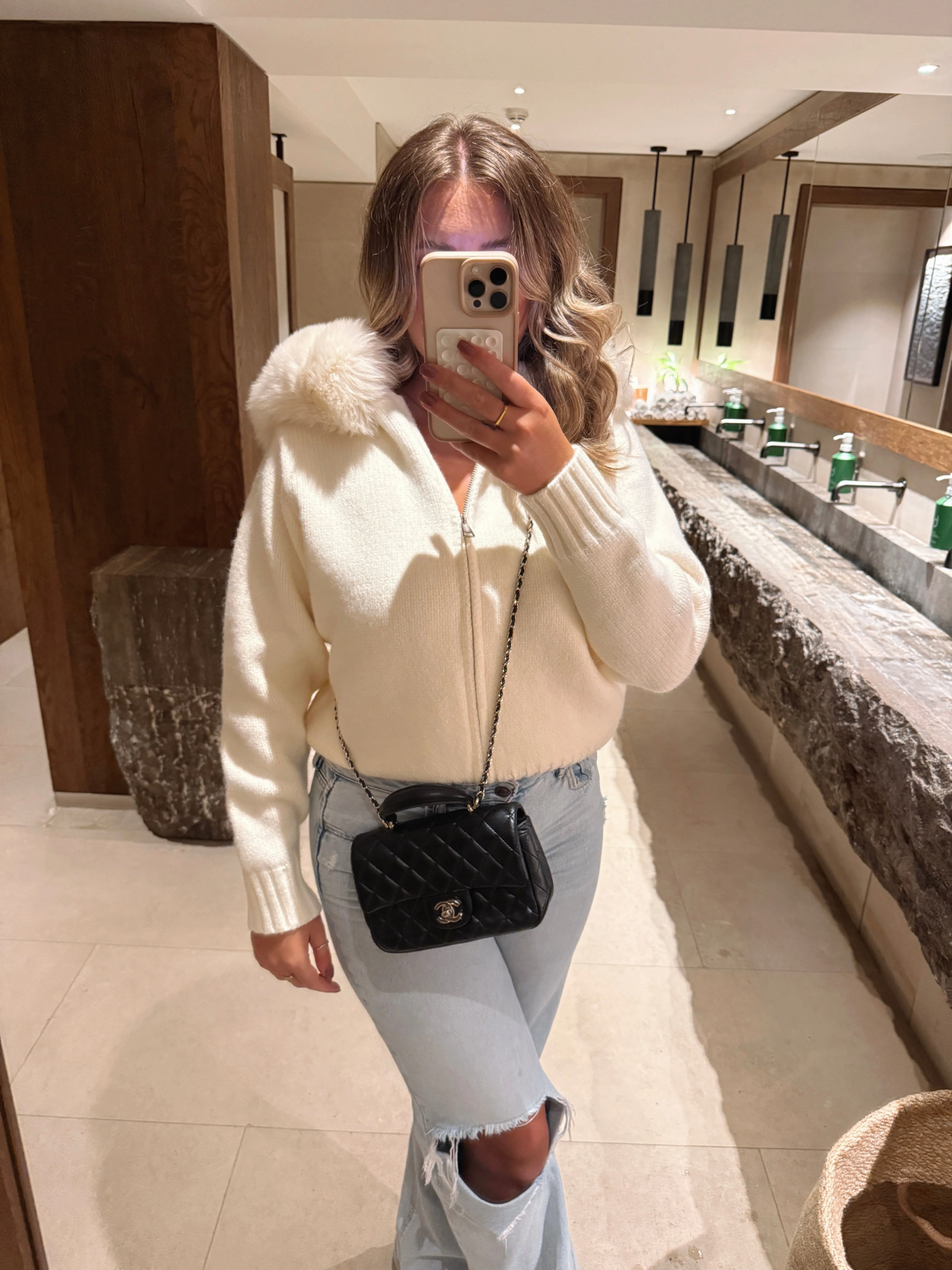 Knitted Zipped Hoodie with Fur Hood - Image 14