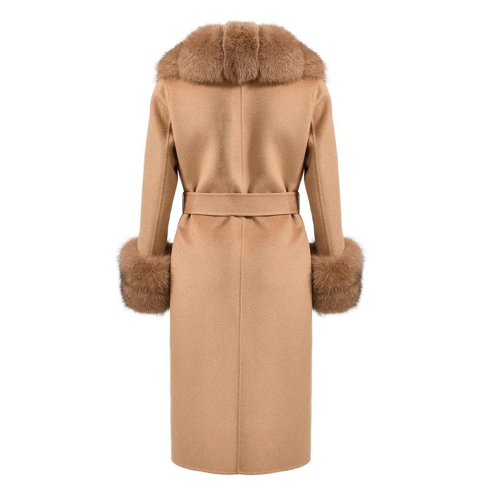 Long Cashmere Coat with Fur Collar & Cuffs - Image 3